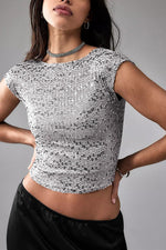 Open Back Sequin Crop Top