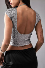 Open Back Sequin Crop Top