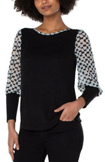 Liverpool Contrast Checkered Sleeve Top