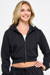 Fleece Relax Fit Crop Zip Up Hoodie