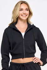 Fleece Relax Fit Crop Zip Up Hoodie