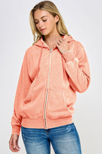 Fleece Burn Out Boyfriend Oversized Zip Up