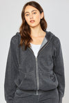 Fleece Burn Out Boyfriend Oversized Zip Up