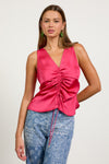Satin Ruched Sleeveless Top