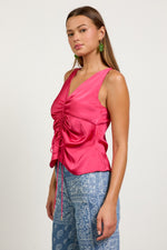 Satin Ruched Sleeveless Top