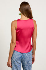 Satin Ruched Sleeveless Top