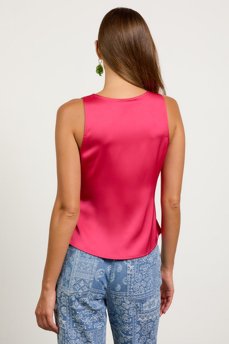 Satin Ruched Sleeveless Top