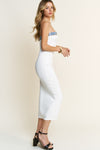 Denim Belted Detail Tube Midi Dress