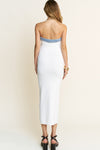 Denim Belted Detail Tube Midi Dress
