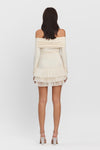 Off Shoulder Long Sleeve Dress With Tulle Detail