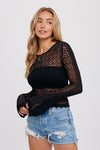 Bell Sleeves Pointelle Pullover