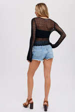 Bell Sleeves Pointelle Pullover