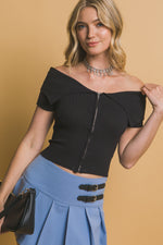 Ribbed Off Shoulder Top