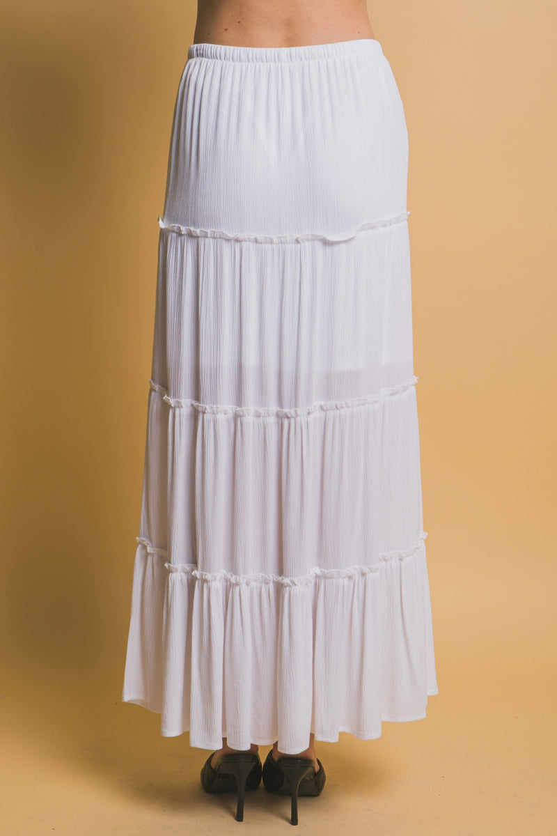 Tiered Detail Drawstring Maxi Skirt