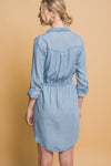 Roll Up Tencel Mini Shirt Dress