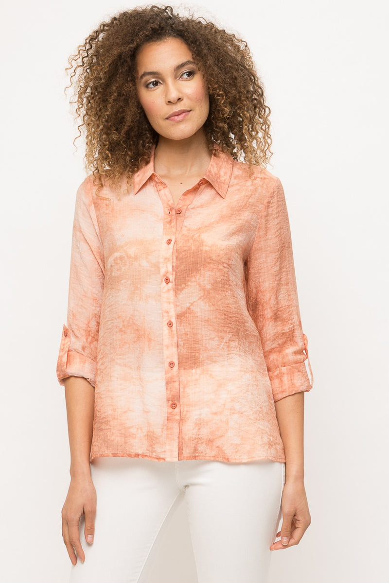 Semi Sheer Button Down Shirt