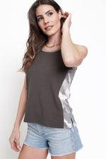 Camo Ribbed Sleeveless Top