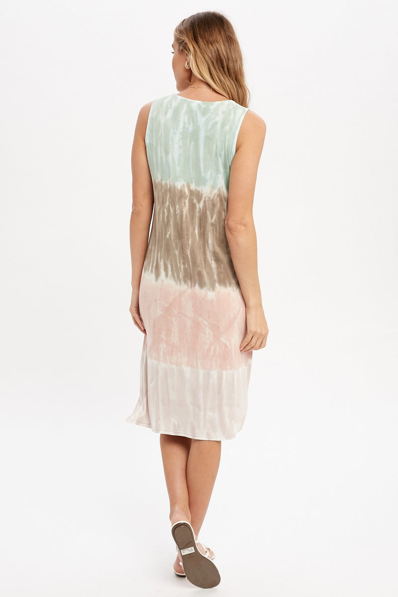 Tie Dye Printed Sleeveless Maxi Dress