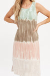 Tie Dye Printed Sleeveless Maxi Dress