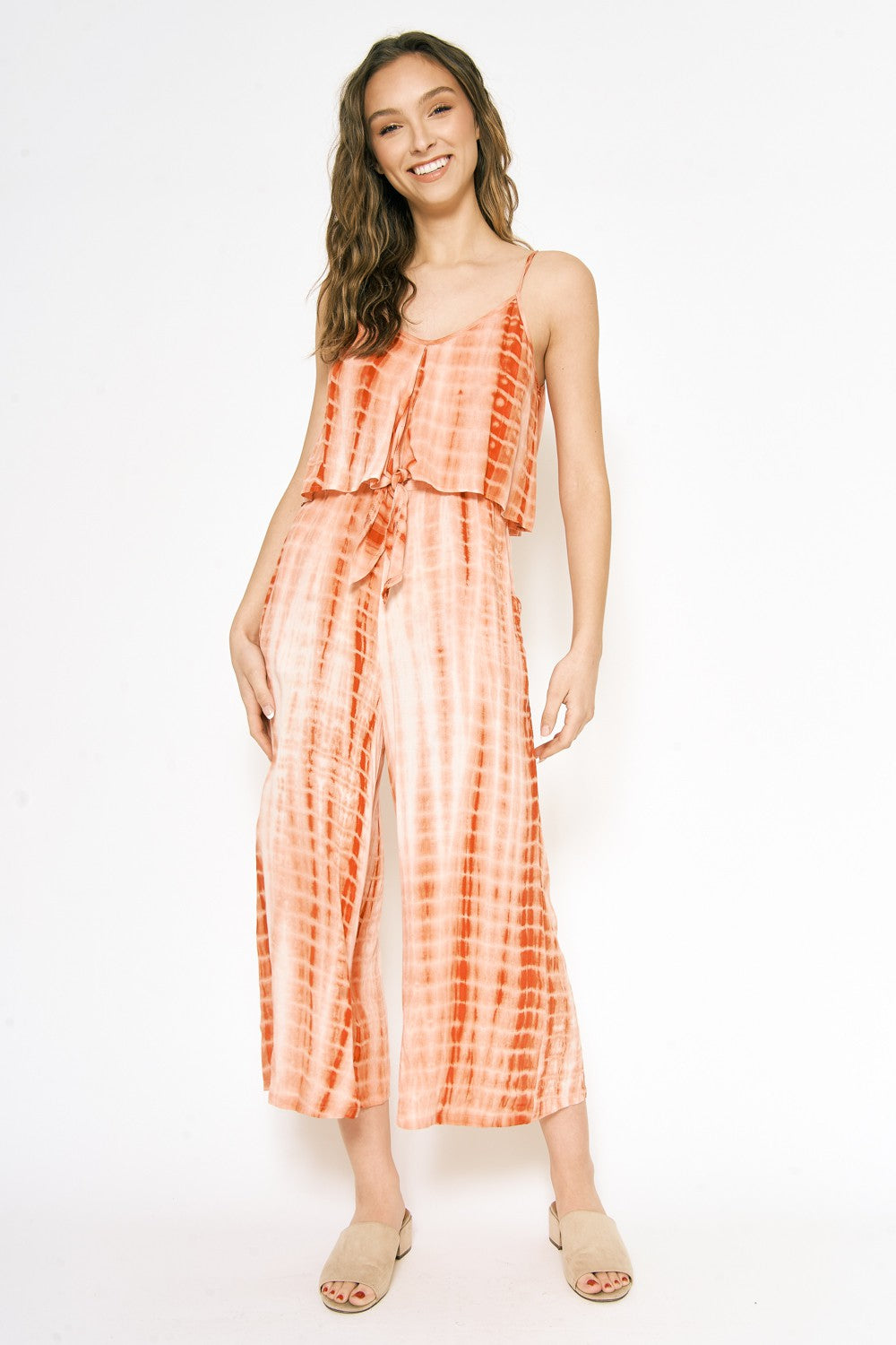 Tie Front Detail Tie Dye Cami Jumpsuit