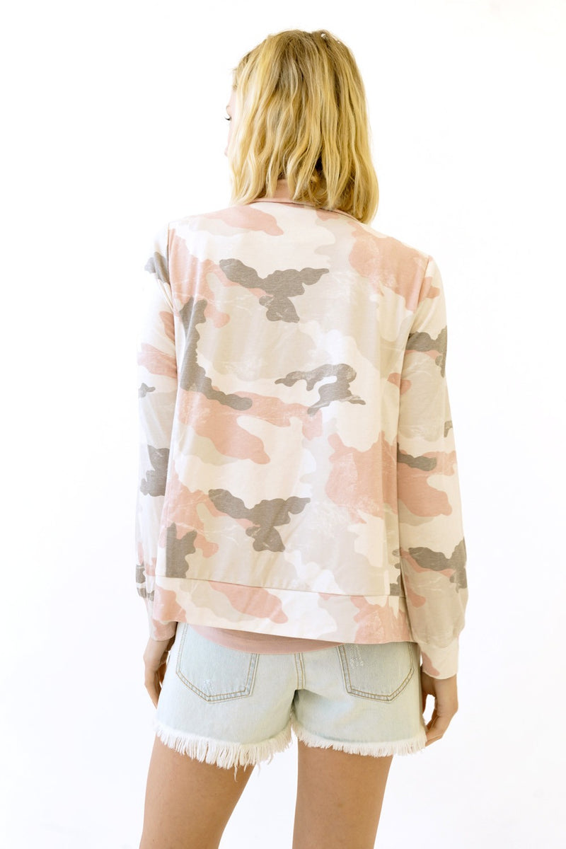 Zipper Collar Camo Jacket
