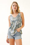 Camo Print Lettuce Hem Waffle Tank