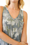 Camo Print Lettuce Hem Waffle Tank