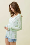 Tie Dye Sheer Knit Button Down Cardigan