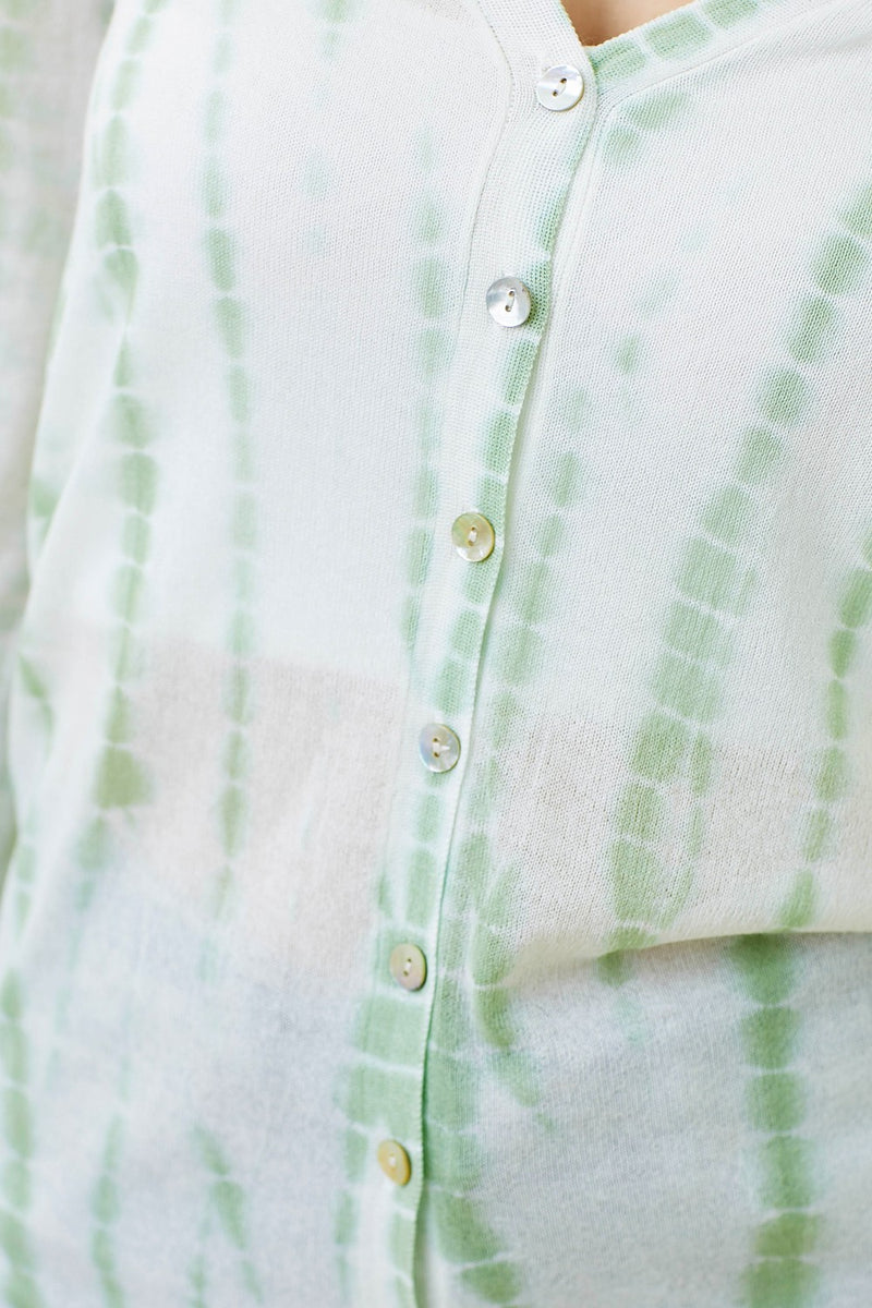 Tie Dye Sheer Knit Button Down Cardigan