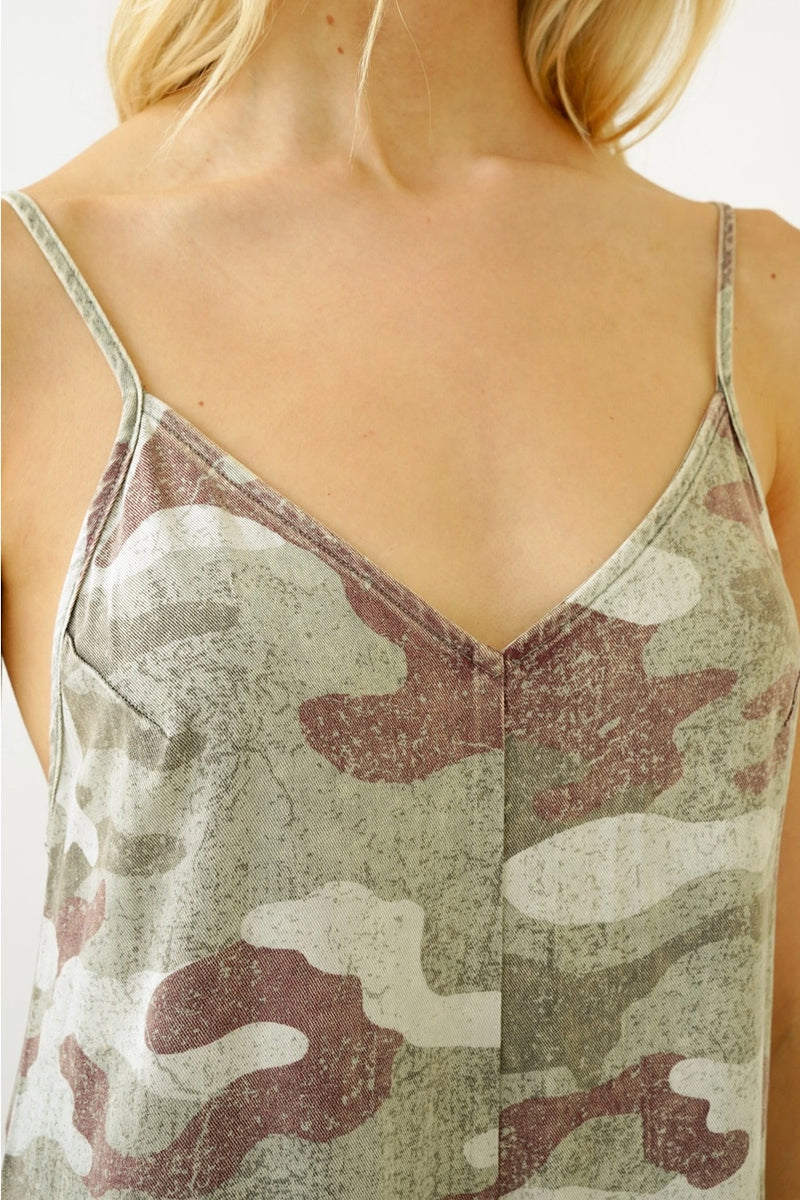 Washed Camo Baggy Jumpsuit