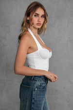 Evelyn Brushed Poplin Halter Cami Top