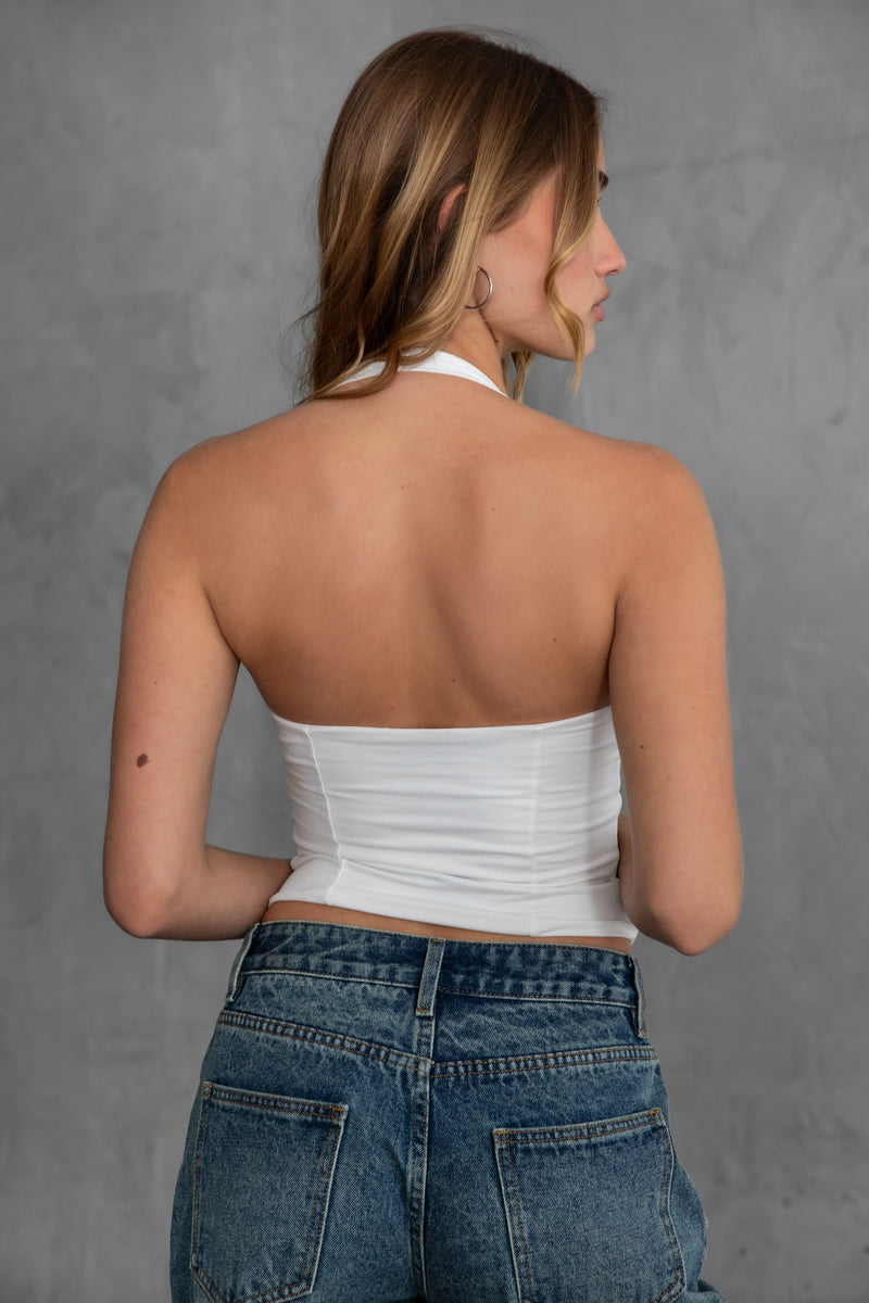 Evelyn Brushed Poplin Halter Cami Top