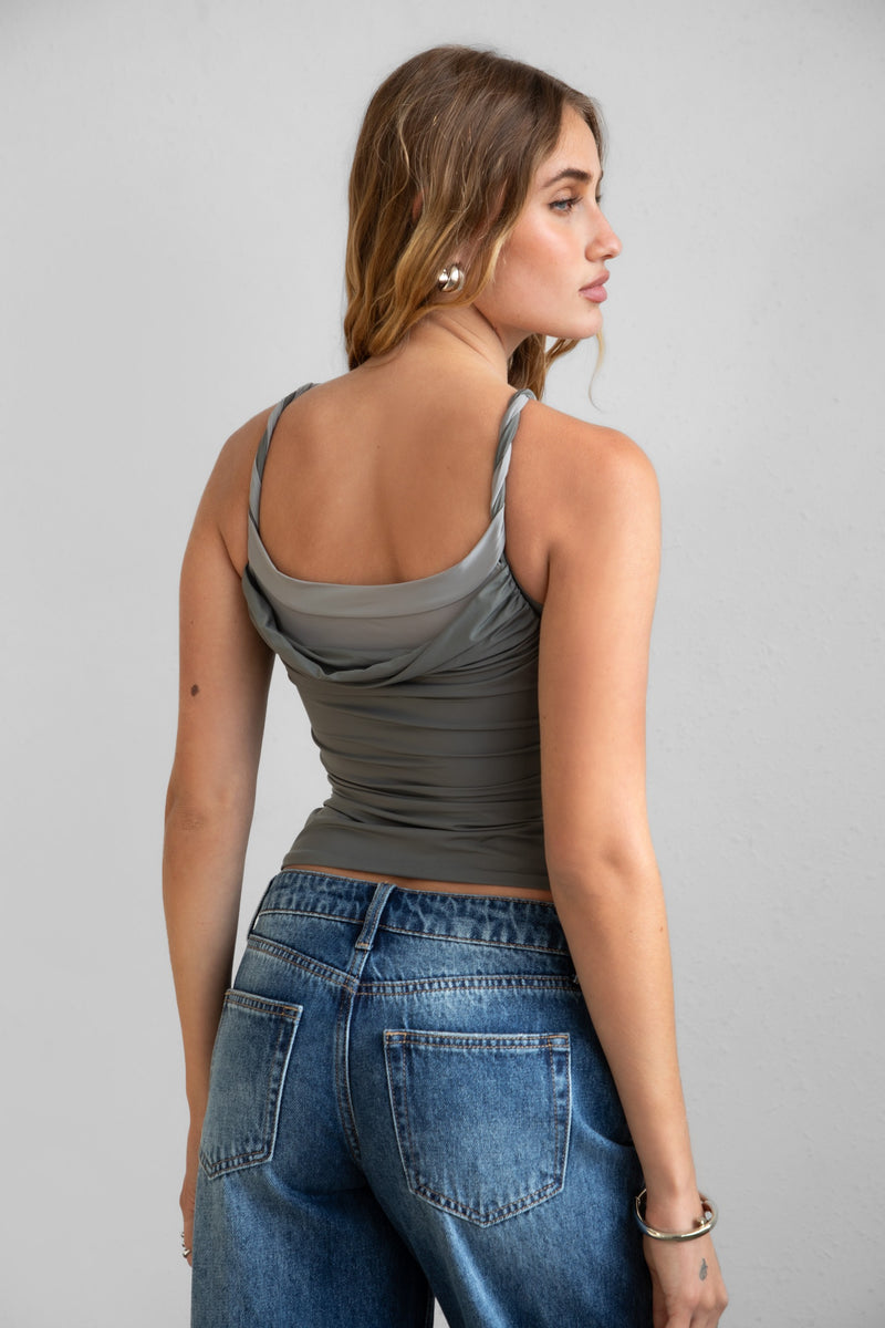 Nathy Halter Neckline Layered Top