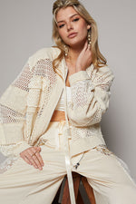 Balloon Sleeve Front Pockets Zipper Front Hoodie Top