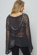 V-Neck Crochet Front Pocket Sweater
