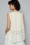 Sleeveless Vintage Washed Floral Patches Top