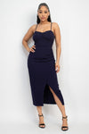 Shirred Bust Wrap Tie Back Dress