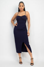 Shirred Bust Wrap Tie Back Dress