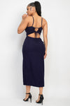 Shirred Bust Wrap Tie Back Dress