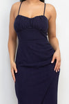 Shirred Bust Wrap Tie Back Dress