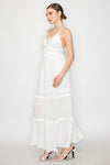 Crossed Back Ruffle Trim Tiered Dress