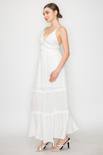 Crossed Back Ruffle Trim Tiered Dress