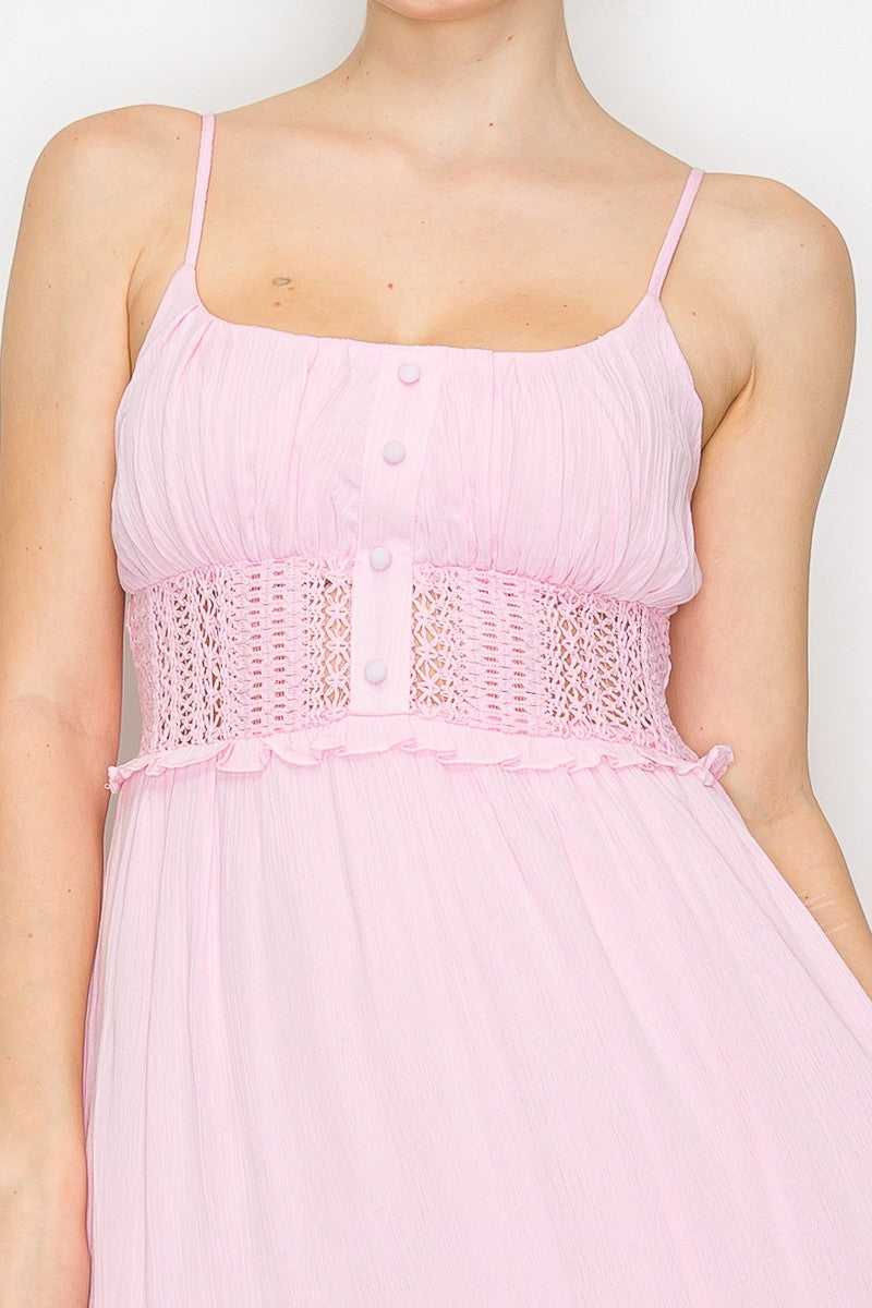 Back Smocking Maxi Tiered Dress