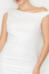 Front Knot Shoulder Textured Ruched Dress