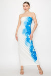 Floral Contrast Bandeau Midi Dress