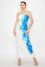 Floral Contrast Bandeau Midi Dress