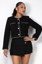 Button Down Pocketed Crisp Crop Jacket
