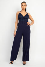 Lace Trim Crossed Back Jumpsuit