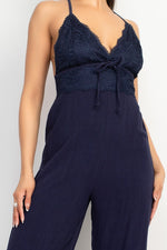 Lace Trim Crossed Back Jumpsuit
