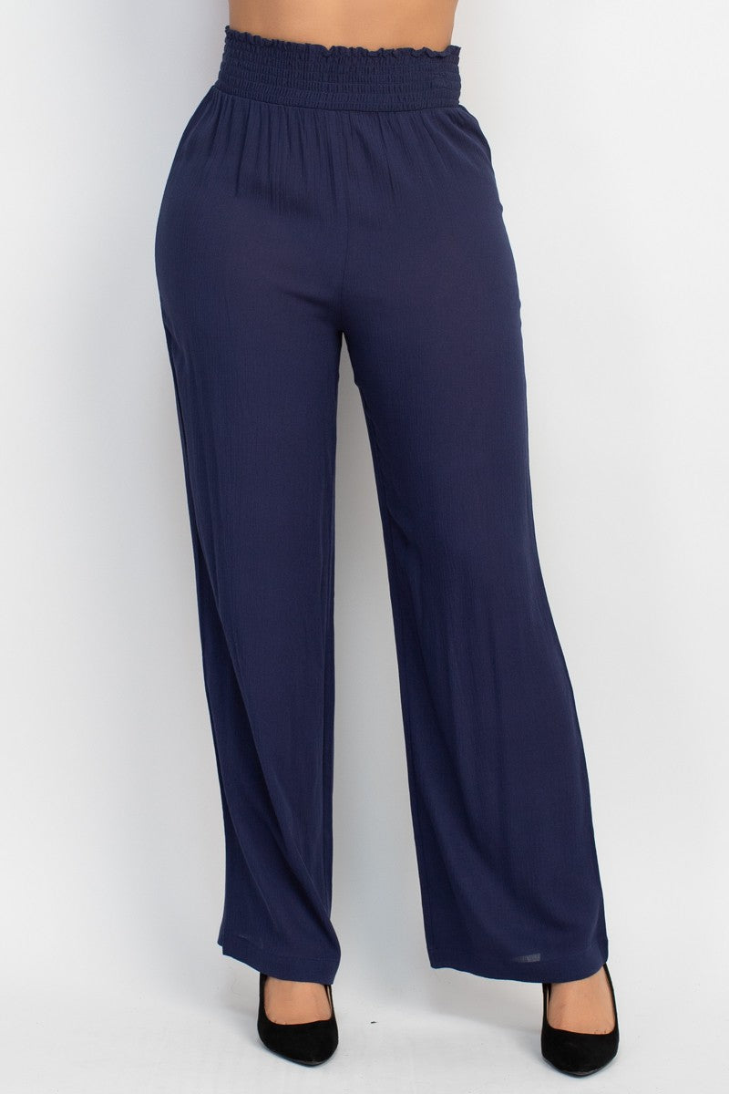 High Rise Shirred Waist Pants